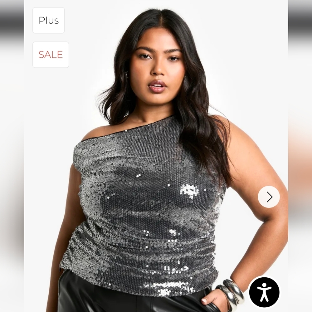 NWY Boohoo Plus oohooPlus Asymmetric Neckline Ruched Top, Size 20